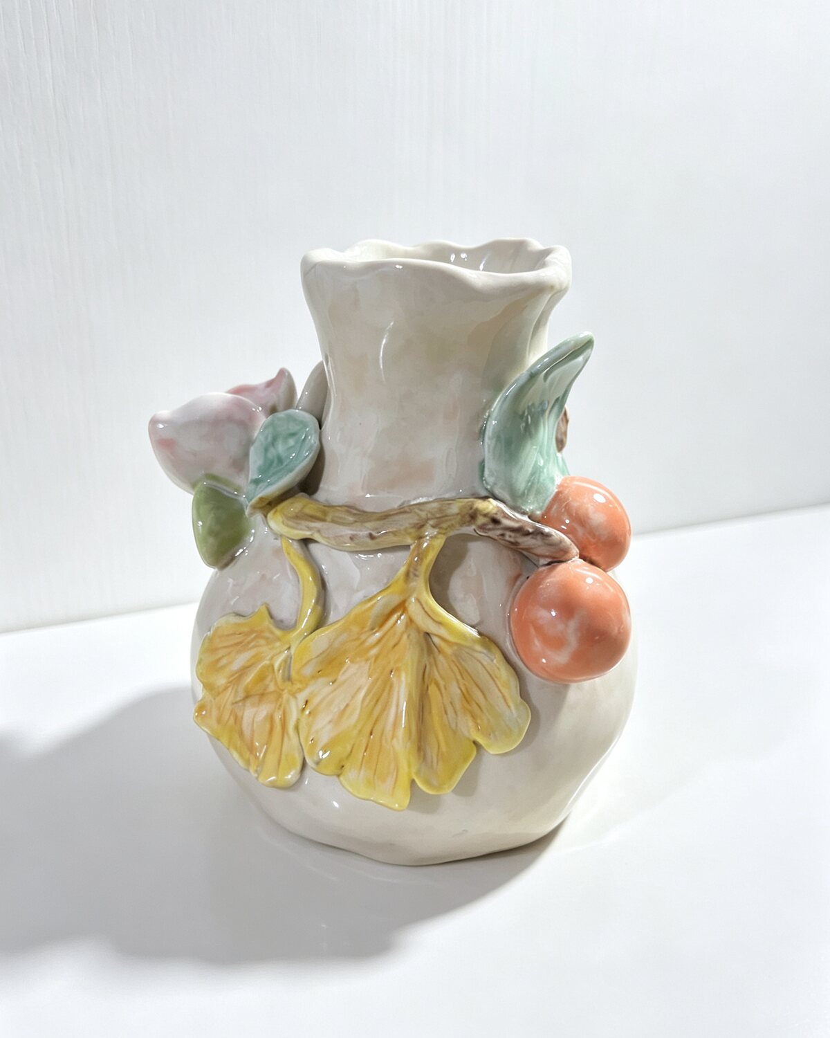 Hand-built Four-season fruit and flower ceramic vase